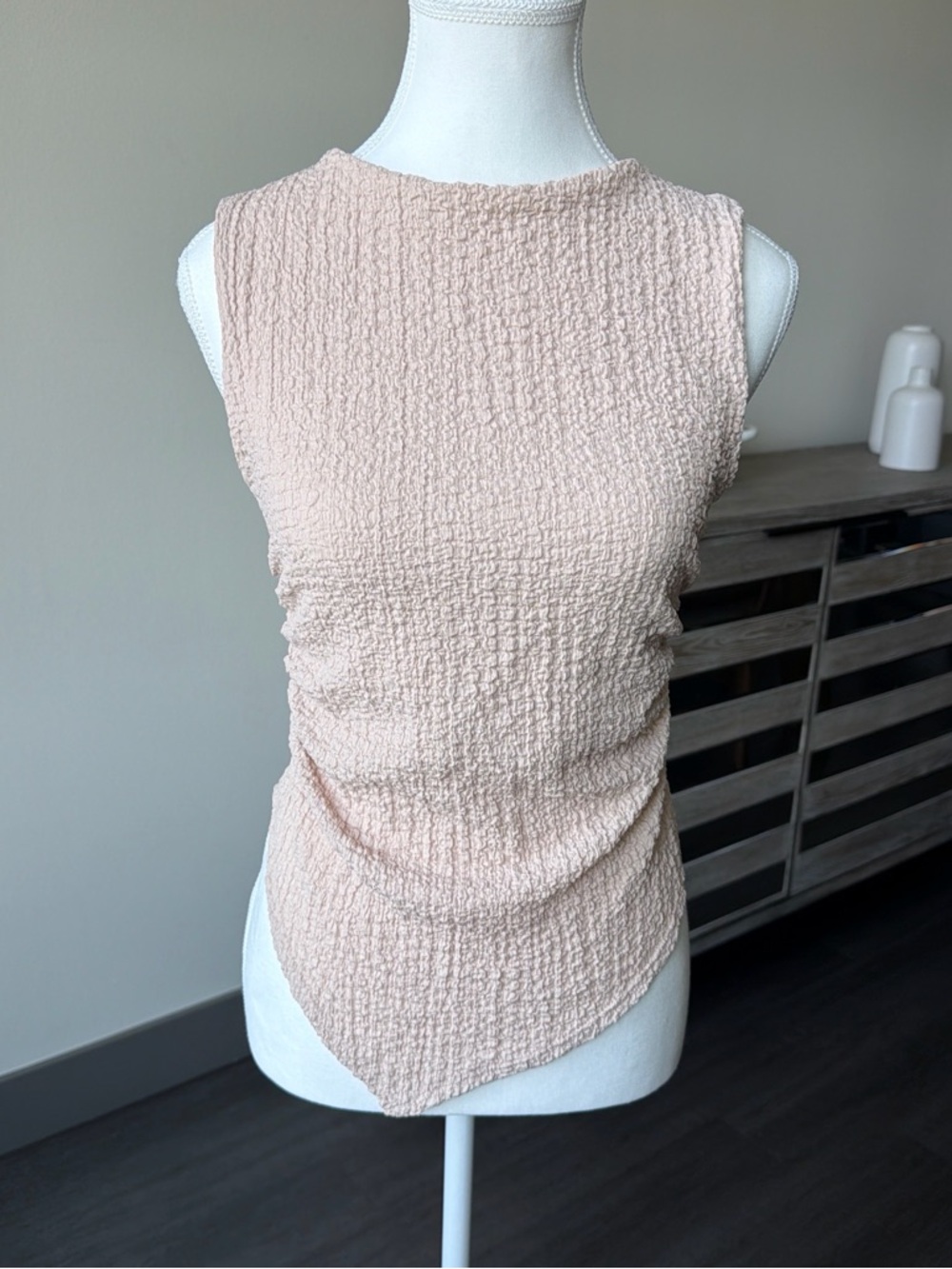 Textured Sleeveless Tank Top - Blush Pink